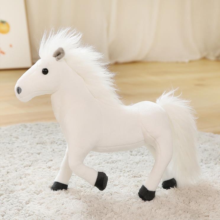 Lifelike Soft Standing Horse Stuffed Animal Toys White Black Brown Plush Horse ToyKids Gifts 9