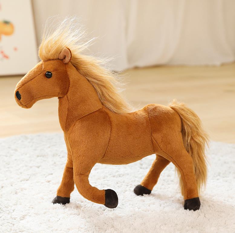 Lifelike Soft Standing Horse Stuffed Animal Toys White Black Brown Plush Horse ToyKids Gifts 7