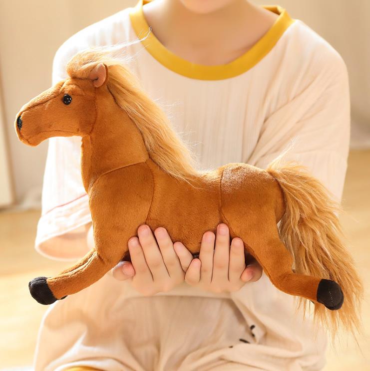 Lifelike Soft Standing Horse Stuffed Animal Toys White Black Brown Plush Horse ToyKids Gifts 11