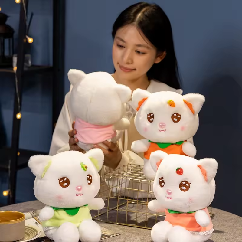 New Customized Funny Design Stuffed Animal Plush Toy Fruit Cat Doll 7