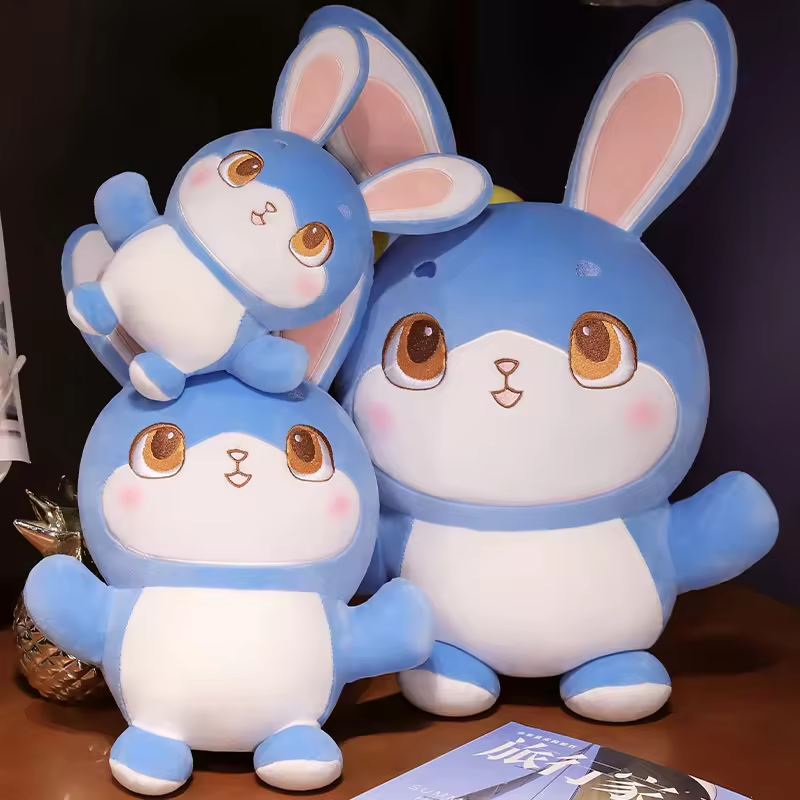 Customized Cute Design Lovely Blue Rabbit Stuffed Plush Toy Children Gift 6