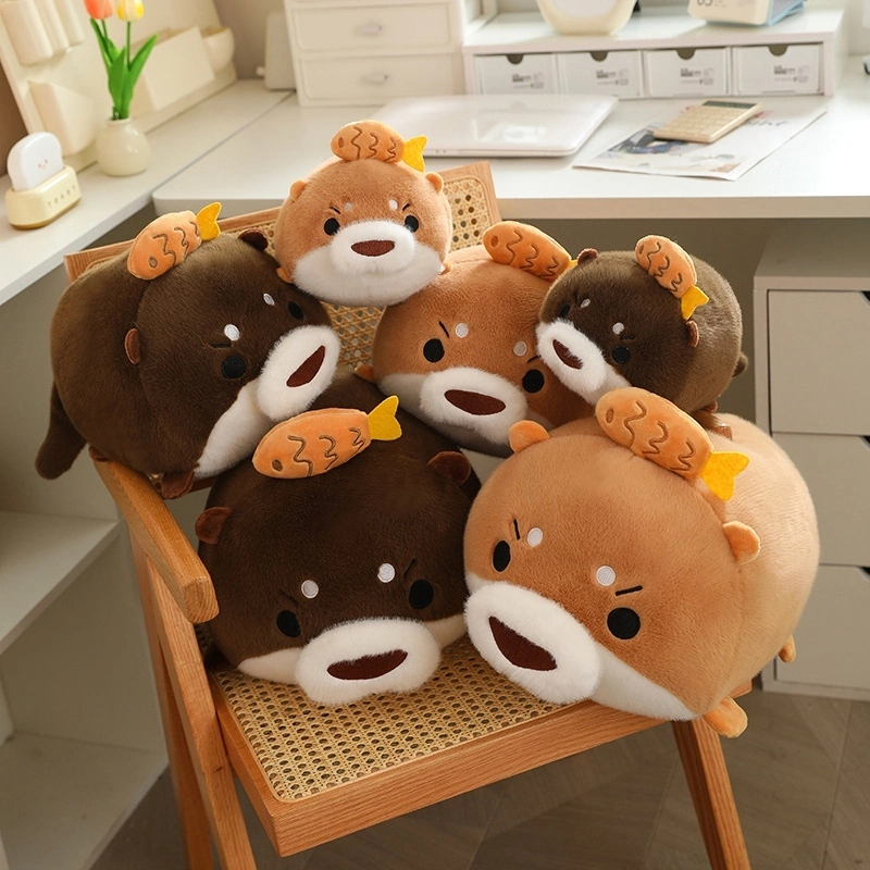 Custom plush toy sea otter with fish pillow cute interesting stuffed toys 1