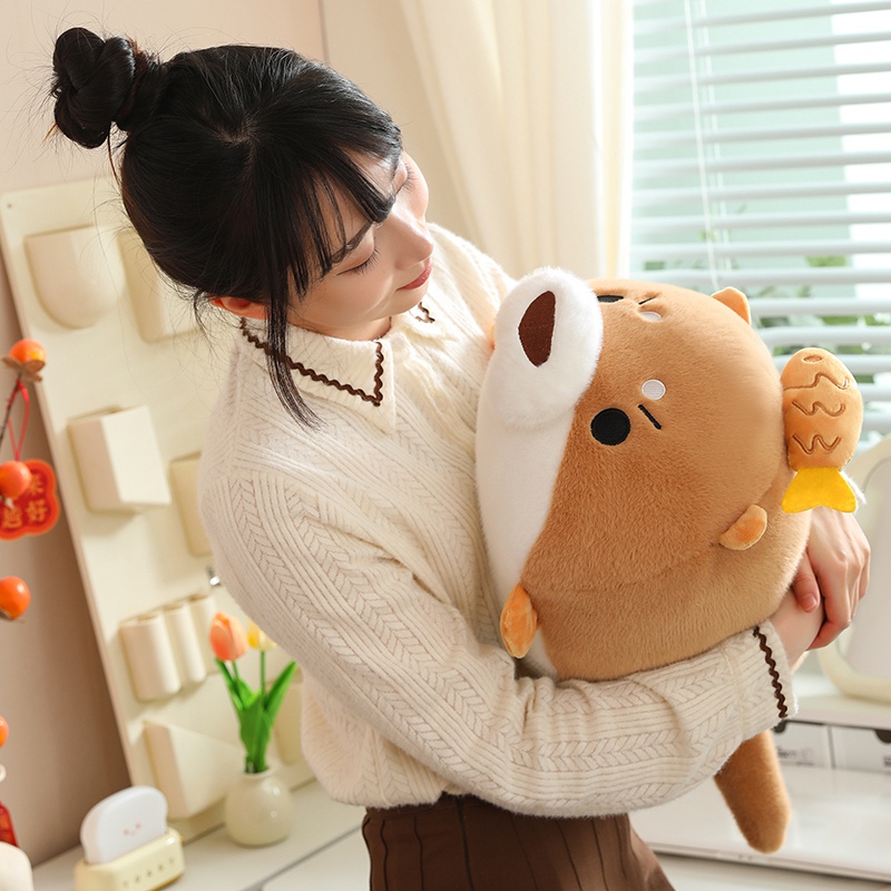 Custom plush toy sea otter with fish pillow cute interesting stuffed toys 4