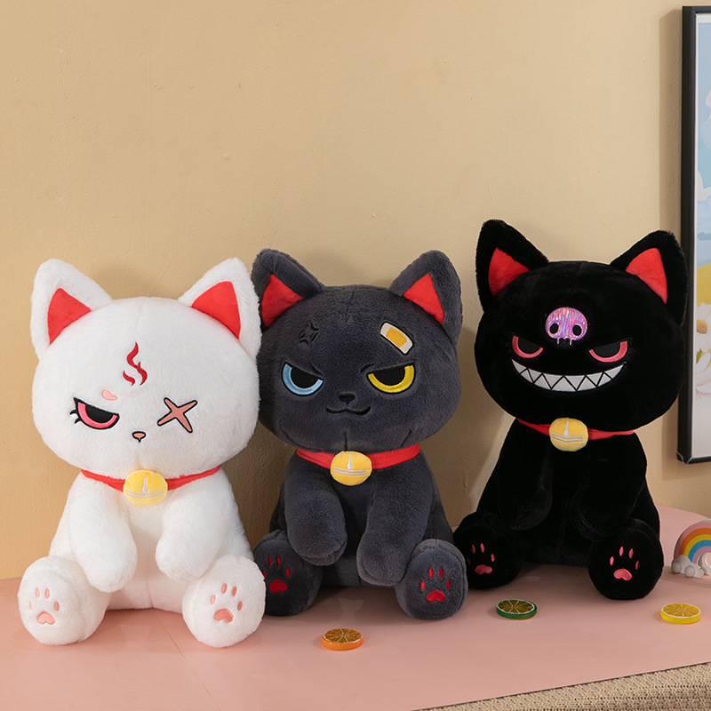 Lindos juguetes para niños Gato de peluche negro Gato de peluche personalizado 8