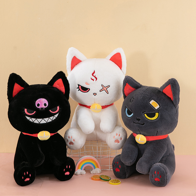 Lindos juguetes para niños Gato de peluche negro Gato de peluche personalizado 7