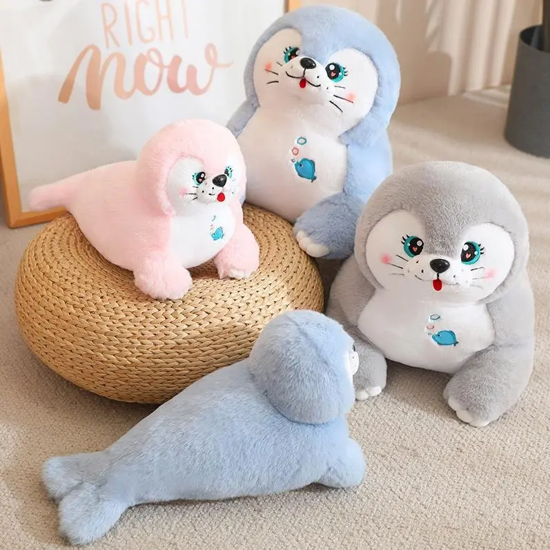 High Quality Cute Blue Seal Stuffed Animal Toys Doll Fat Seal Plush Toy Pillow Gifts 1