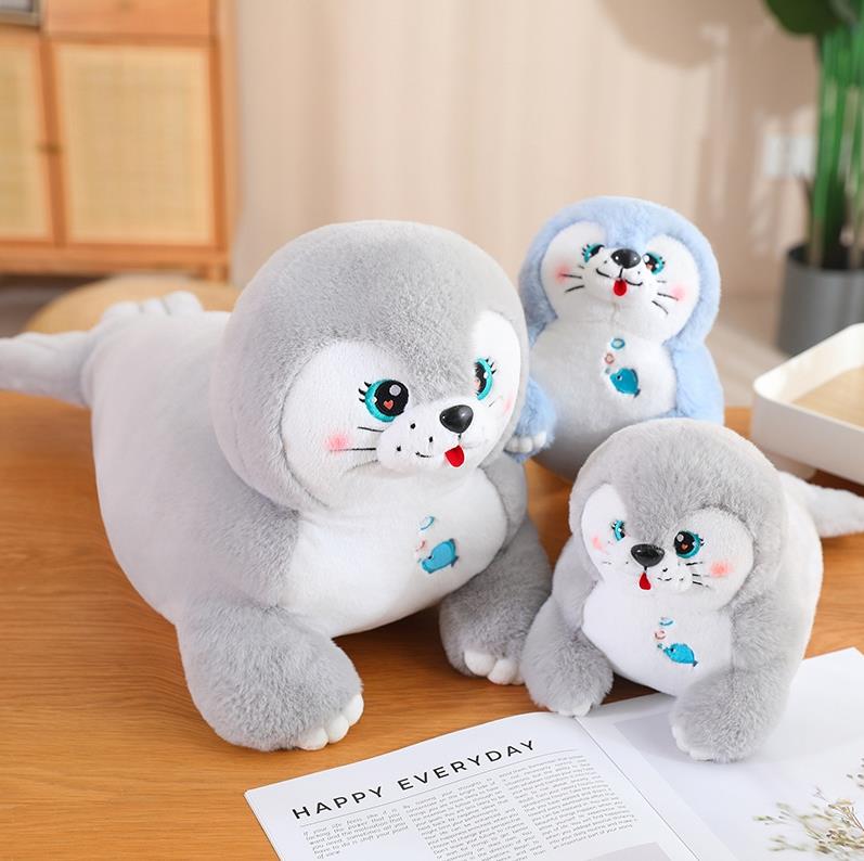 High Quality Cute Blue Seal Stuffed Animal Toys Doll Fat Seal Plush Toy Pillow Gifts 9