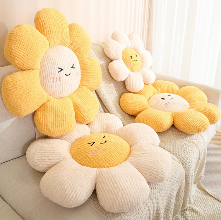 Cute Expression Cheap Soft Stuffed Plush Sun Flower Shaped Cushion Pillow 9