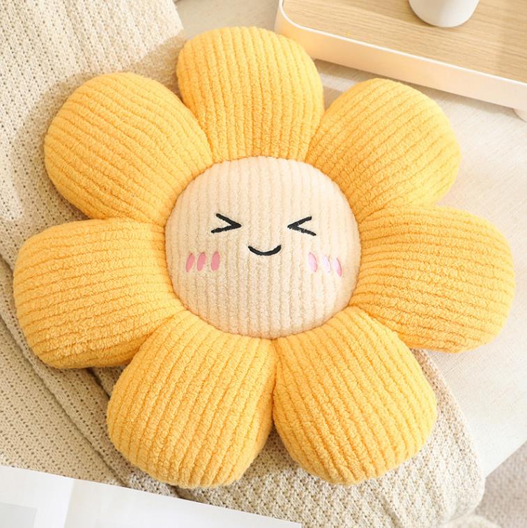 Cute Expression Cheap Soft Stuffed Plush Sun Flower Shaped Cushion Pillow 12