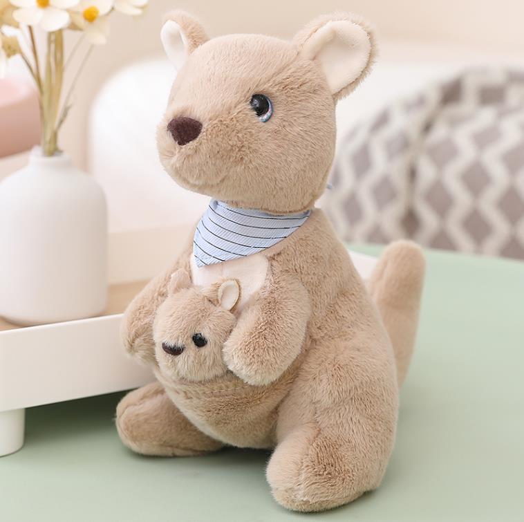 Mother Child Kangaroo Plush Toy Cute Baby Zoo Souvenir Soft Stuffed Animal for Kids 12