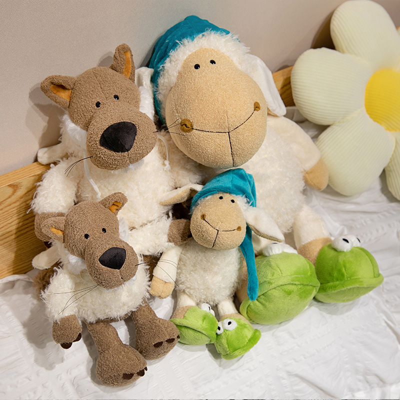 Eco friendly Custom Cute Stuffed Wolves and Sheep plush doll interest doll 3