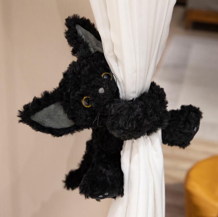 Kawaii Black Cat Stuffed Animal Toys Big ears Cat Toys Plushies Animals Doll Peluche Chat Noir Réaliste Children Gifts 10