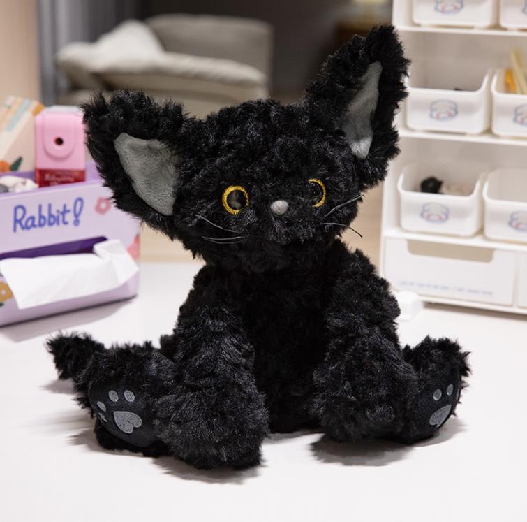 Kawaii Black Cat Stuffed Animal Toys Big ears Cat Toys Plushies Animals Doll Peluche Chat Noir Réaliste Children Gifts 8