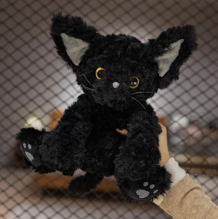 Kawaii Black Cat Stuffed Animal Toys Big ears Cat Toys Plushies Animals Doll Peluche Chat Noir Réaliste Children Gifts 12