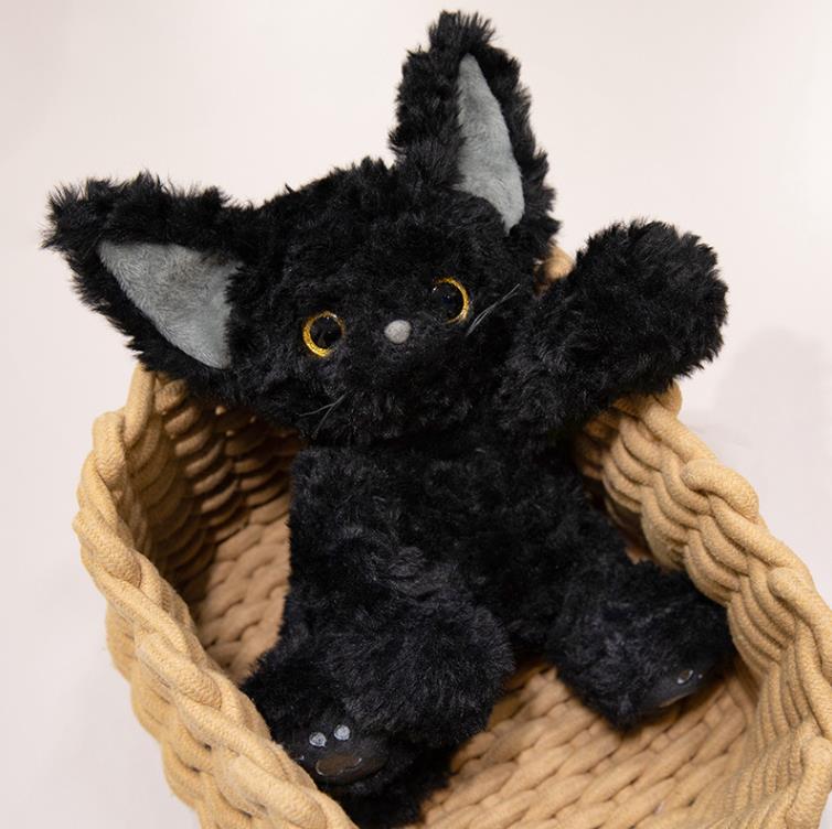 Kawaii Black Cat Stuffed Animal Toys Big ears Cat Toys Plushies Animals Doll Peluche Chat Noir Réaliste Children Gifts 13