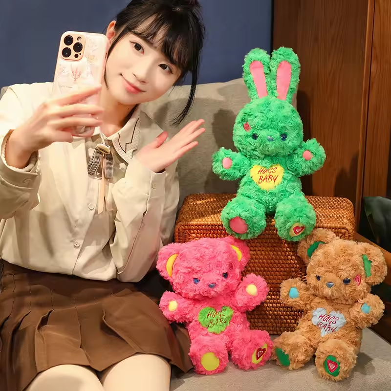 Cute Valentine Day Teddy Bear With Heart Soft Pillow Bear Rabbit Plush Toy Doll 6