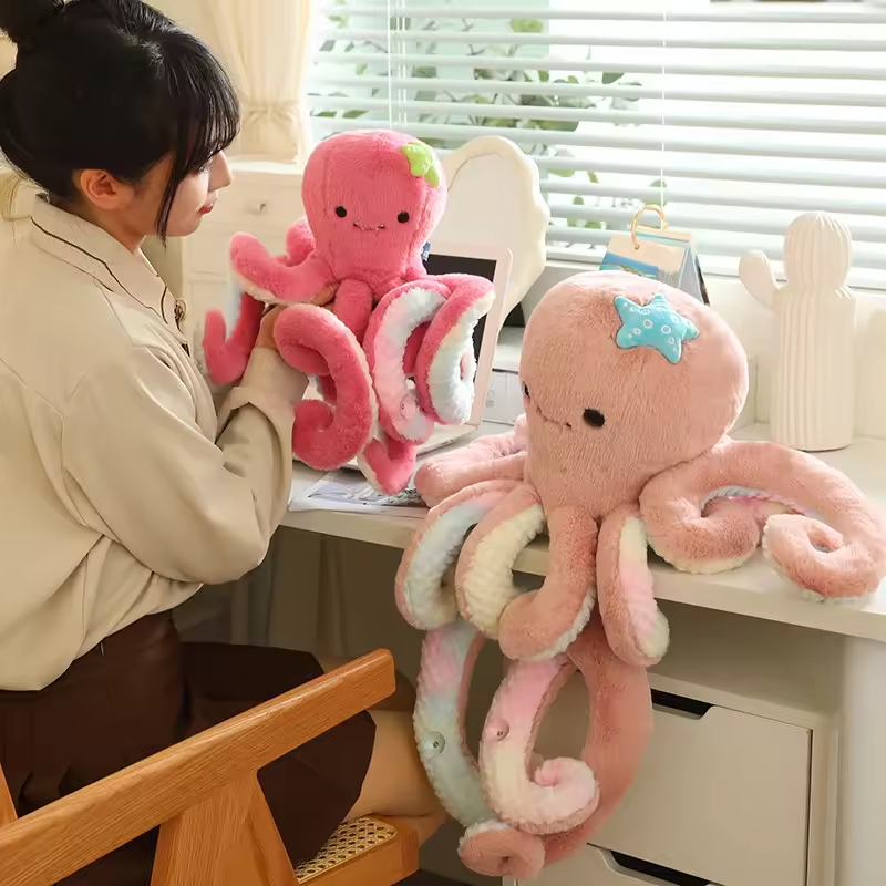 New Cute Design Stuffed Animal Toy Colorful Octopus Soft Pillow Plush Doll 6
