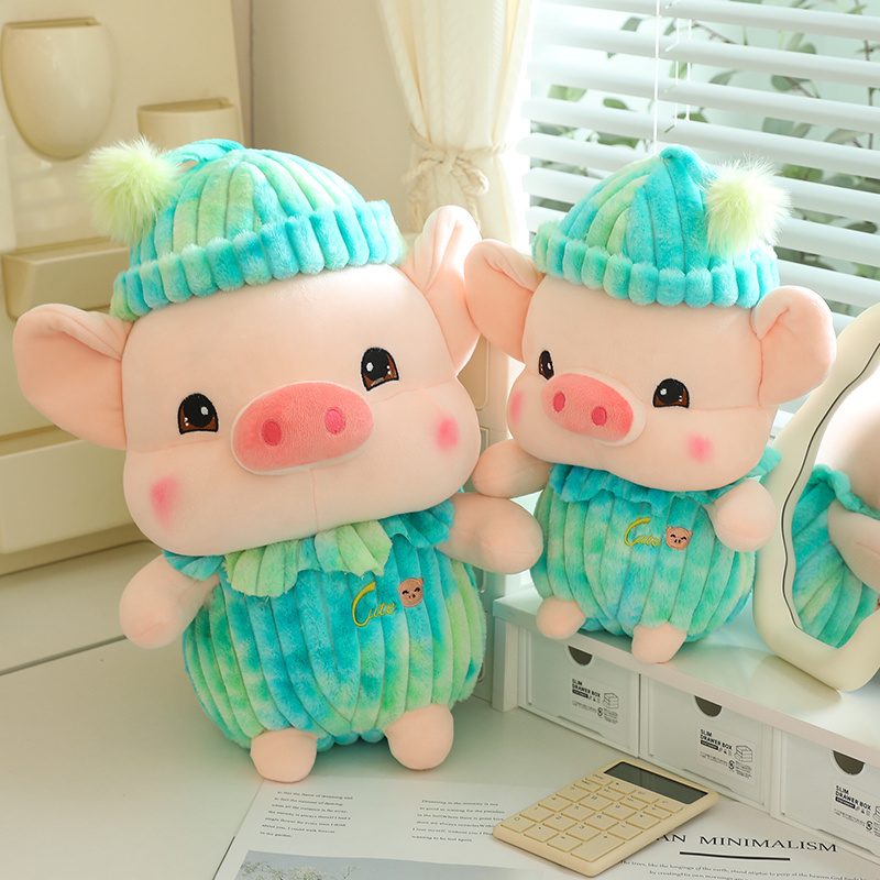 Factory OEM Cute Stuffed Pig with clothes doll plush animal stuffed toy 3