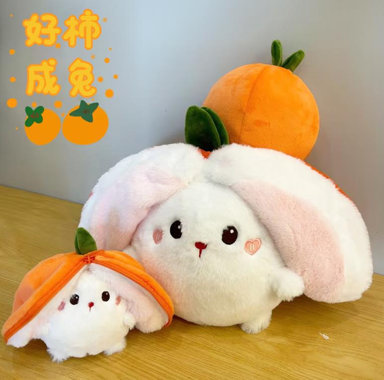 Hot selling Cute Fruit Orange Animals Transforms into Strawberry Rabbit And Pig Stuffed Animal Toys 6