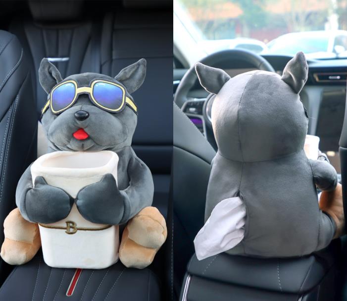 Creative Car Tissue Box Dog Stuffed Animals Toy Napkin Tissue Box Paper Holder Portable Napkin Car Decor 3