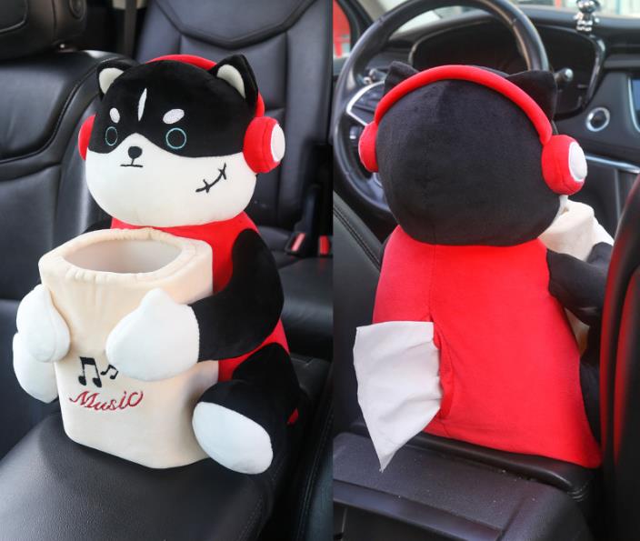 Creative Car Tissue Box Dog Stuffed Animals Toy Napkin Tissue Box Paper Holder Portable Napkin Car Decor 5