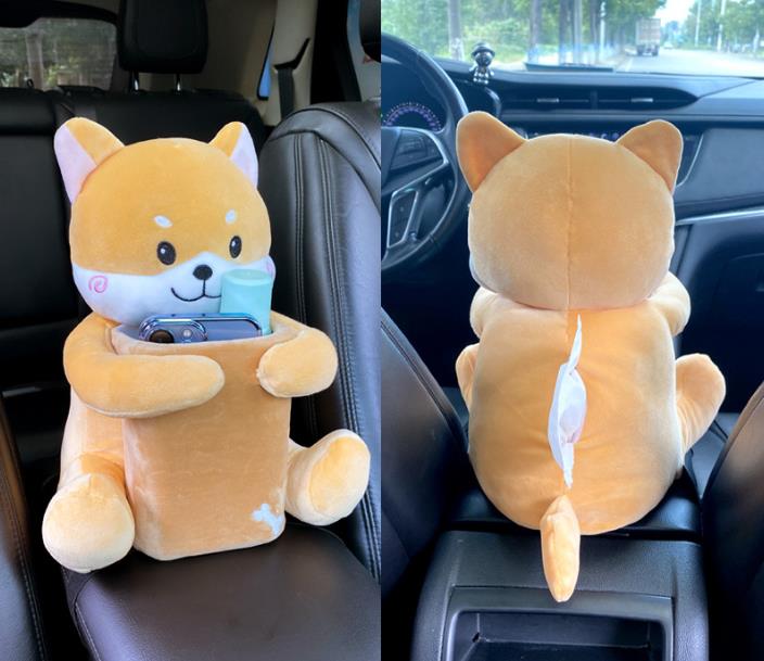 Creative Car Tissue Box Dog Stuffed Animals Toy Napkin Tissue Box Paper Holder Portable Napkin Car Decor 4