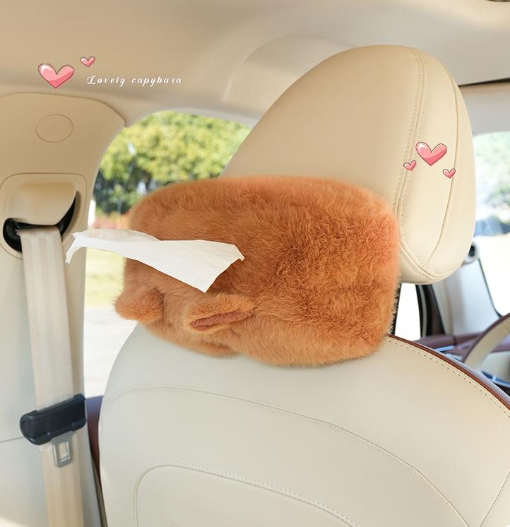 Hot Selling Capybara Plush Stuffed Animal Capybara Car Tissue Box Holder Toys Decoration 2