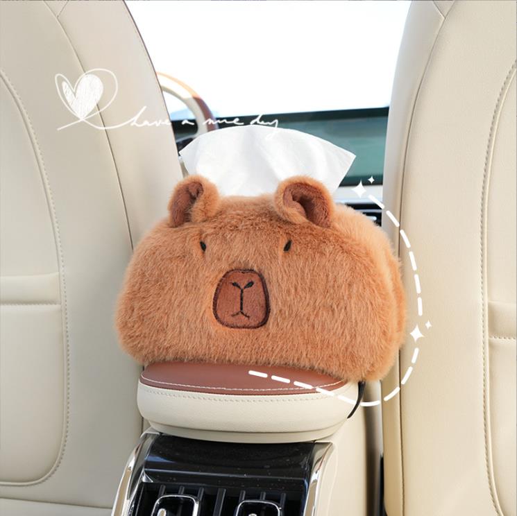 Hot Selling Capybara Plush Stuffed Animal Capybara Car Tissue Box Holder Toys Decoration 6