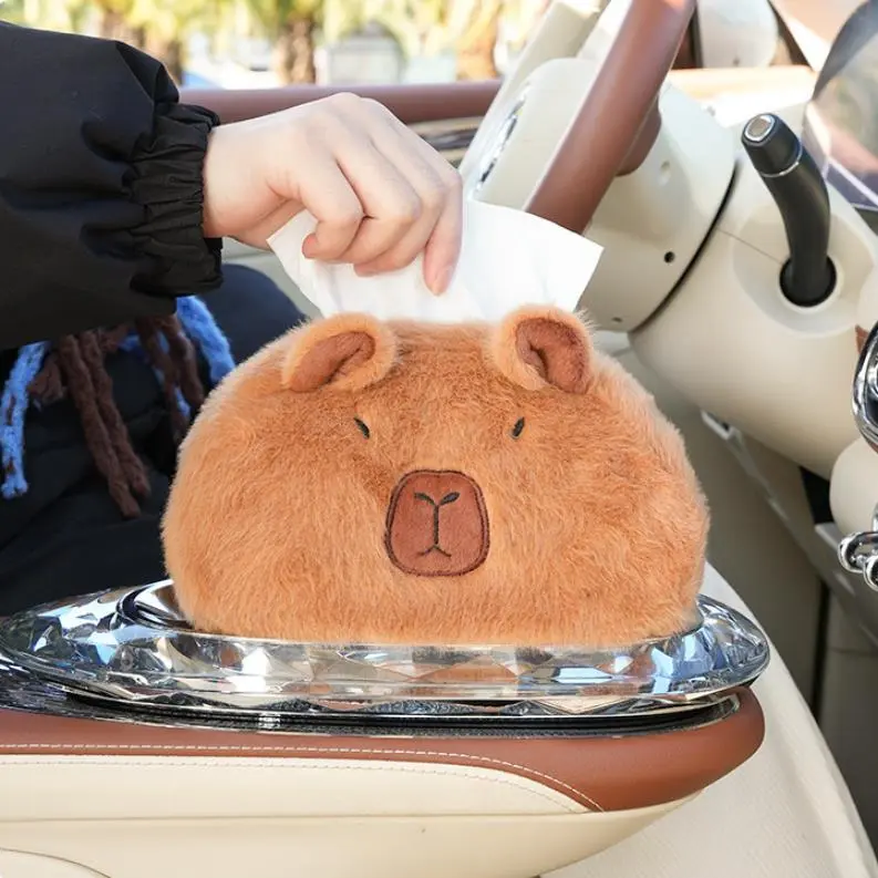 Hot Selling Capybara Plush Stuffed Animal Capybara Car Tissue Box Holder Toys Decoration 1