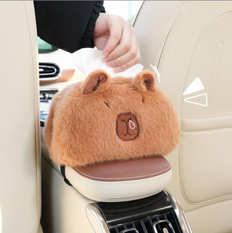Hot Selling Capybara Plush Stuffed Animal Capybara Car Tissue Box Holder Toys Decoration 3