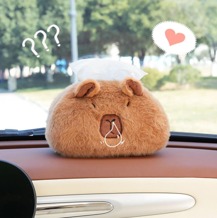 Hot Selling Capybara Plush Stuffed Animal Capybara Car Tissue Box Holder Toys Decoration 5