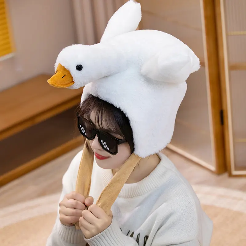 Wholesale Fashionable Lovely Stuffed Plush White Goose Hat Decoration Toy 5