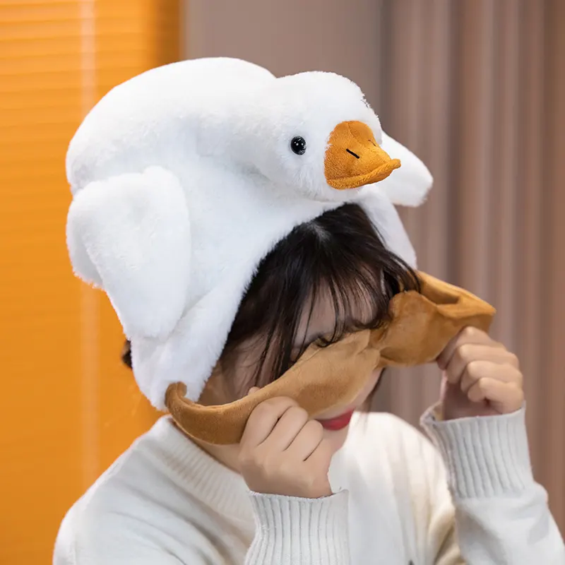 Wholesale Fashionable Lovely Stuffed Plush White Goose Hat Decoration Toy 4