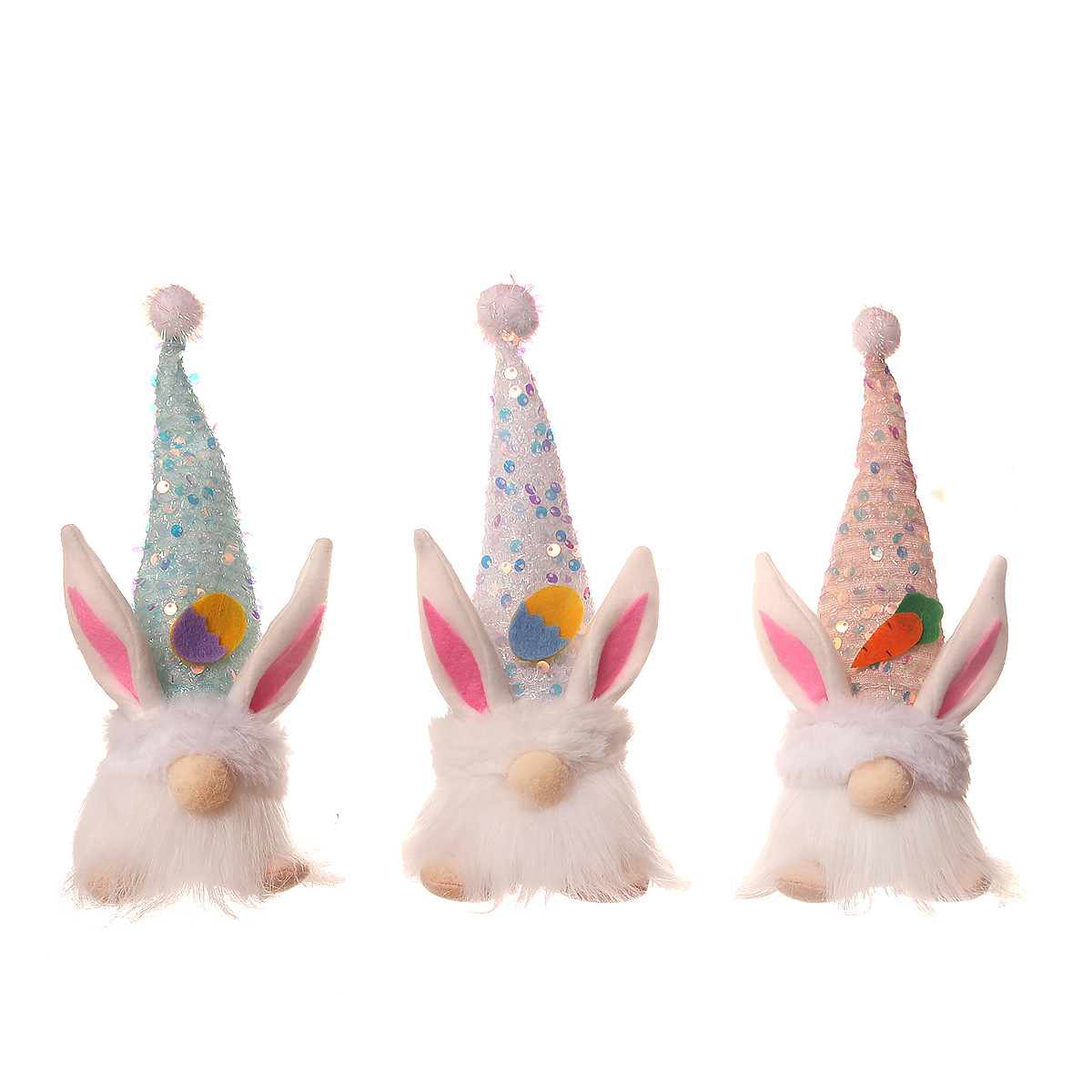 Easter scene layout props dwarf luminous doll ornaments knitted cloth holding eggs Forest People rabbit doll 4