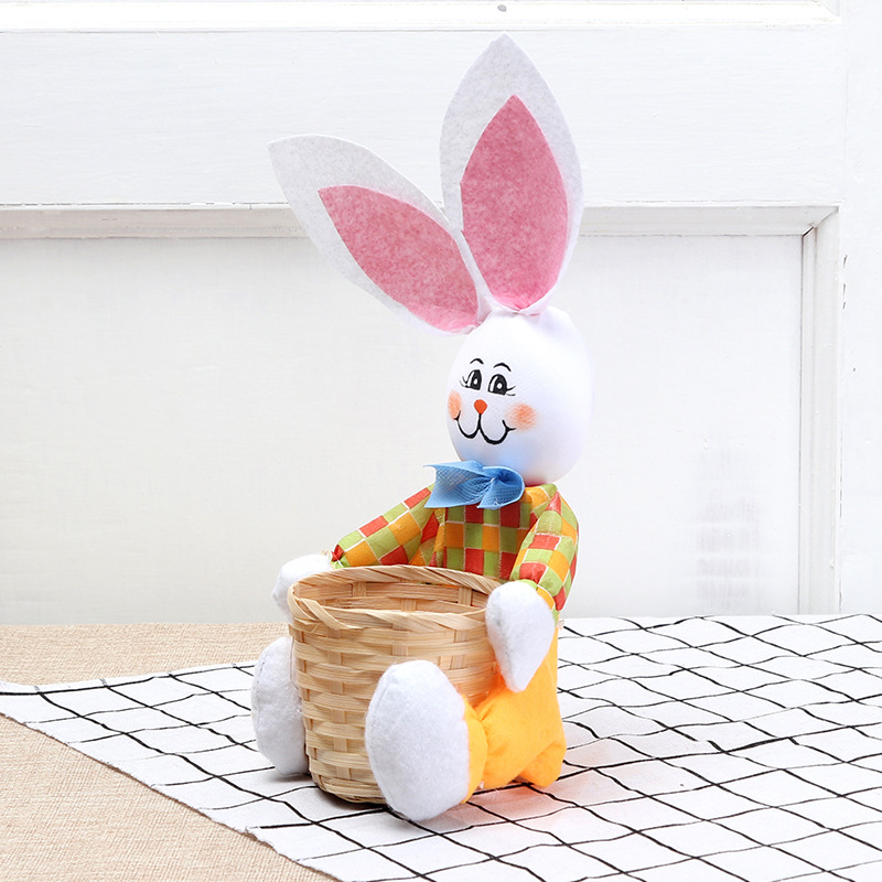 Easter Bunny Bamboo basket animal small basket Children DIY creative 4