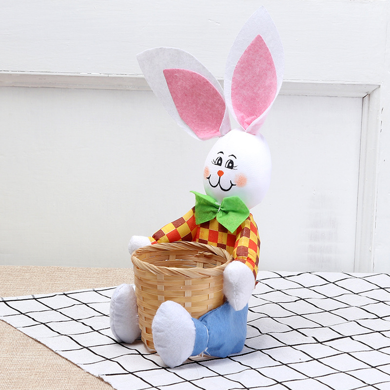 Easter Bunny Bamboo basket animal small basket Children DIY creative 2