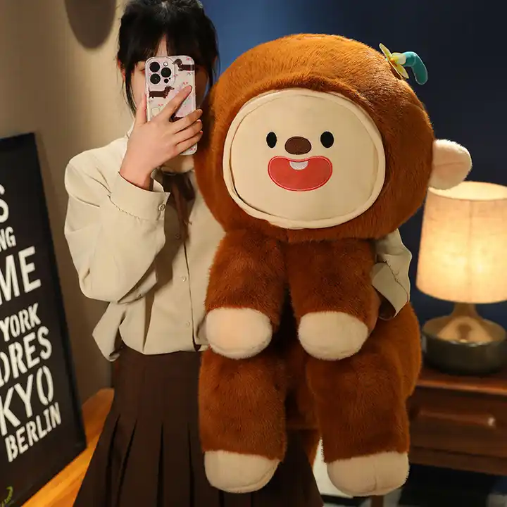 New Funny Design Stuffed Animal Changing Face Monkey Plush Doll Gift 4