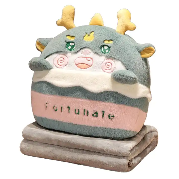 Eco-friendly material cartoon ugly cute dragon pillow blanket 3