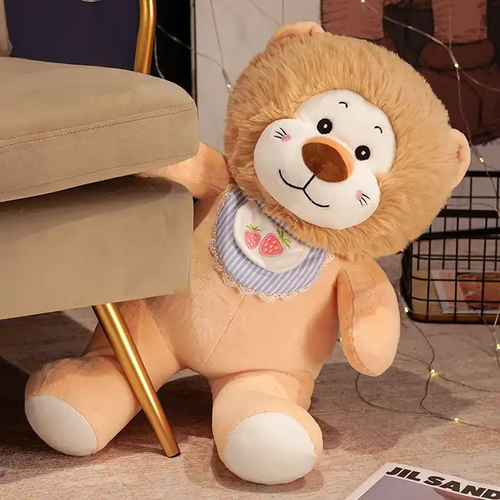 New Arrival Stuffed Animal Toy Lovely Bib Lion Plush Doll Gift For Kids 6