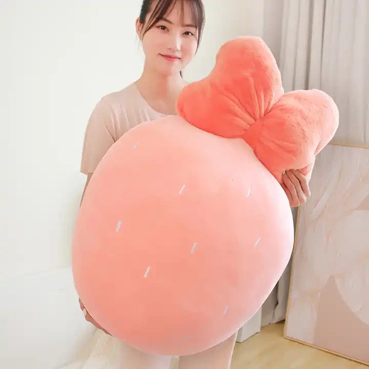 New Design Funny Light Lovely Soft Plush Doll Strawberry Shape Home Decoration 1