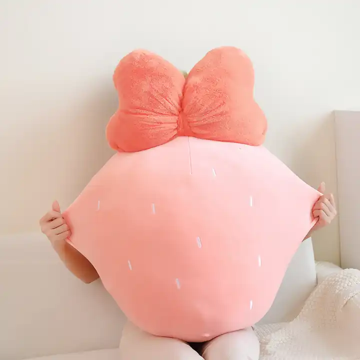 New Design Funny Light Lovely Soft Plush Doll Strawberry Shape Home Decoration 5