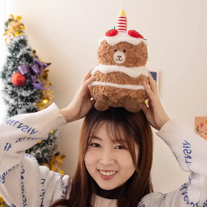 Wholesale Funny Birthday Cake Stuffed Bear Toy Doll Hanging Birthday Gift 4