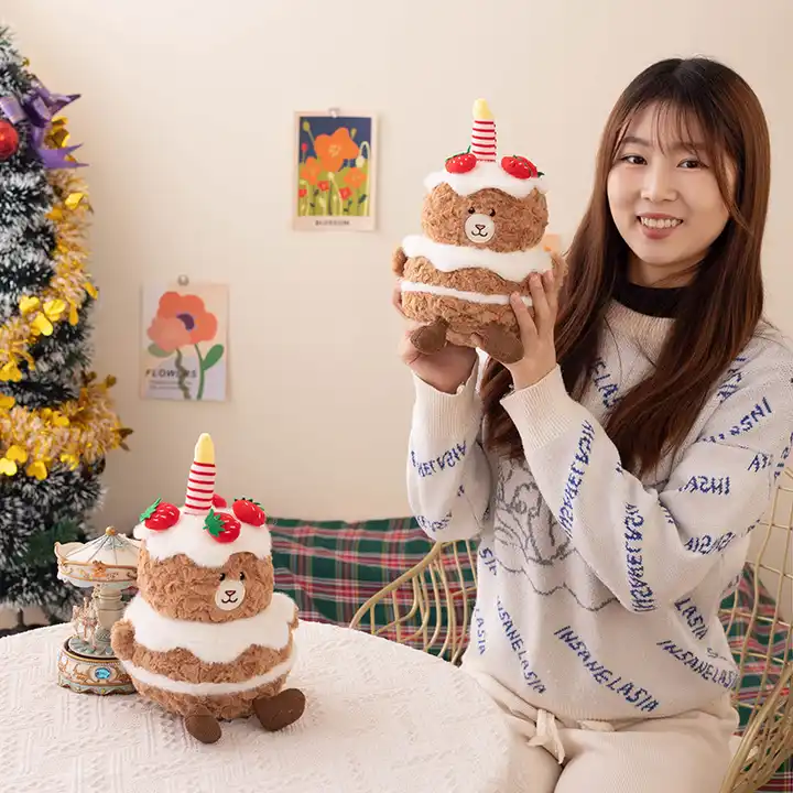 Wholesale Funny Birthday Cake Stuffed Bear Toy Doll Hanging Birthday Gift 5
