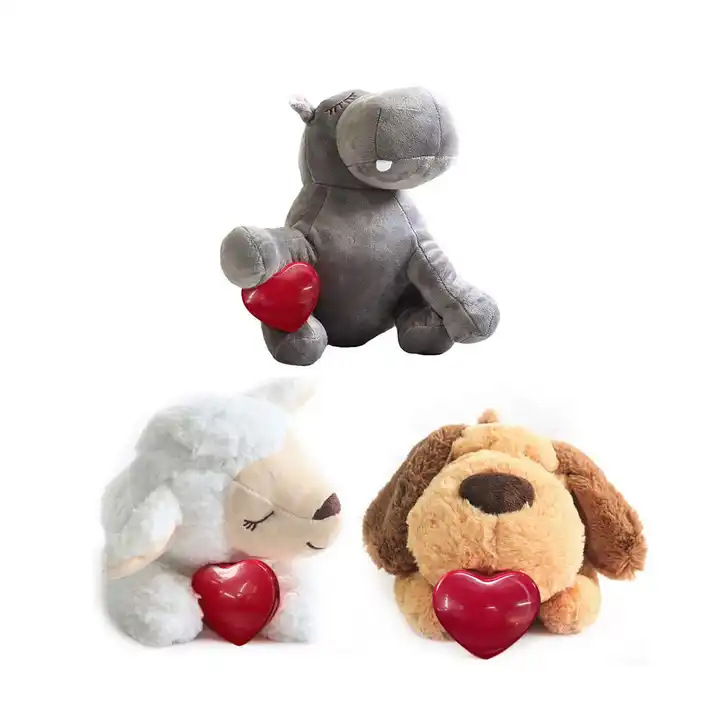 Eco Friendly Anti Anxiety Relief Heartbeat Accompany Pet Training Stuffed Snuggle Sleep Aid Calming Plush Puppy Dog Toys 2