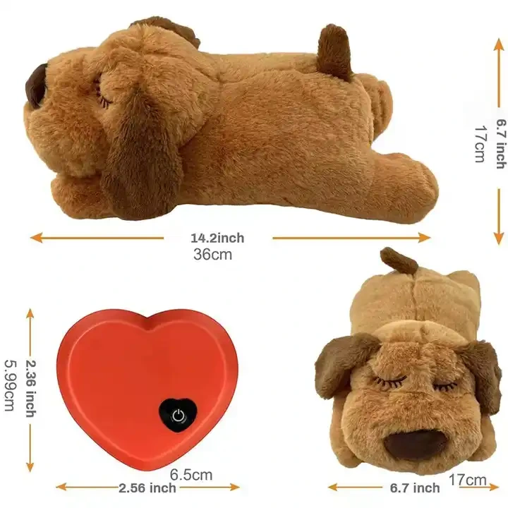 Eco Friendly Anti Anxiety Relief Heartbeat Accompany Pet Training Stuffed Snuggle Sleep Aid Calming Plush Puppy Dog Toys 1
