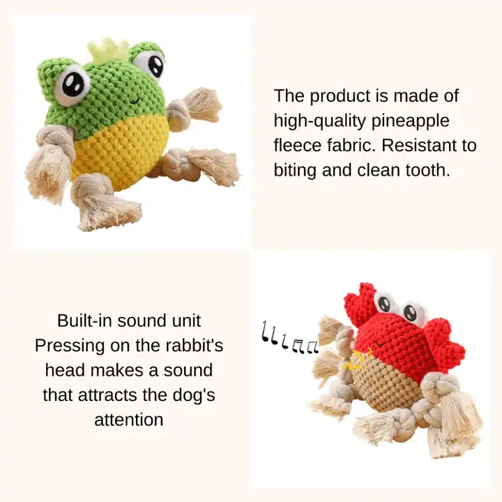 Wholesale Custom Cute Stuffed Animal Plush Toy Dog Squeaky Plush Toy Eco Friendly Pet Toys 1