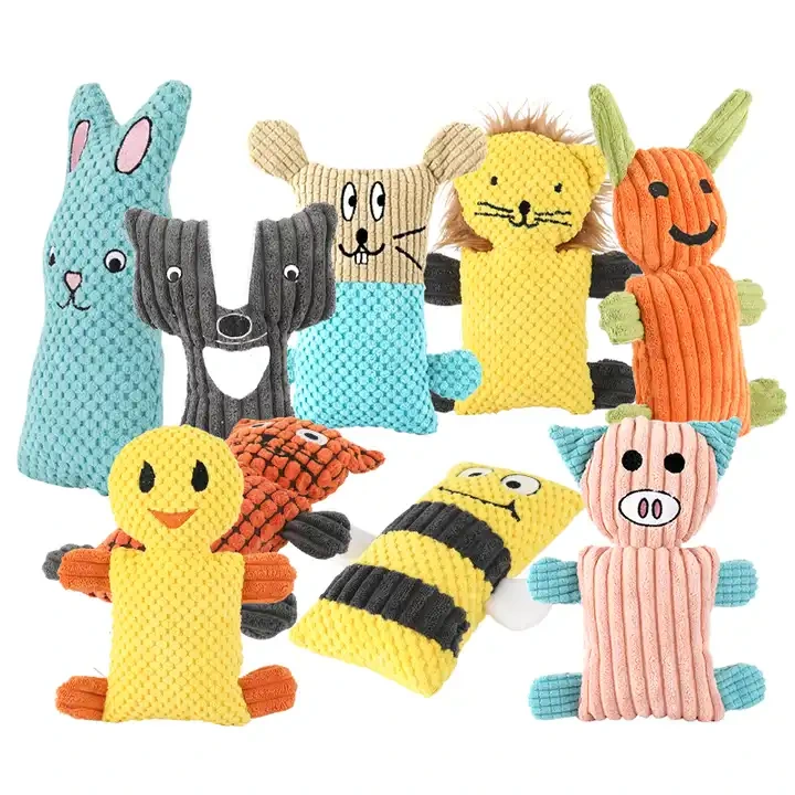 Wholesale Custom Eco Friendly Iq Training Rubber Plush Squeak Rope Interactive Toy Dog Chew Pet Toys1 1