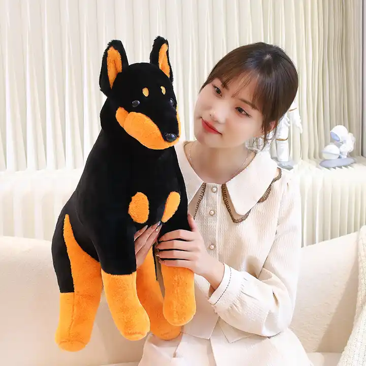 Customized Realistic Plush Stuffed Toy Simulation Black Doberman Dog Toy 3