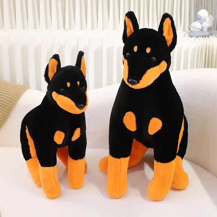 Customized Realistic Plush Stuffed Toy Simulation Black Doberman Dog Toy 4