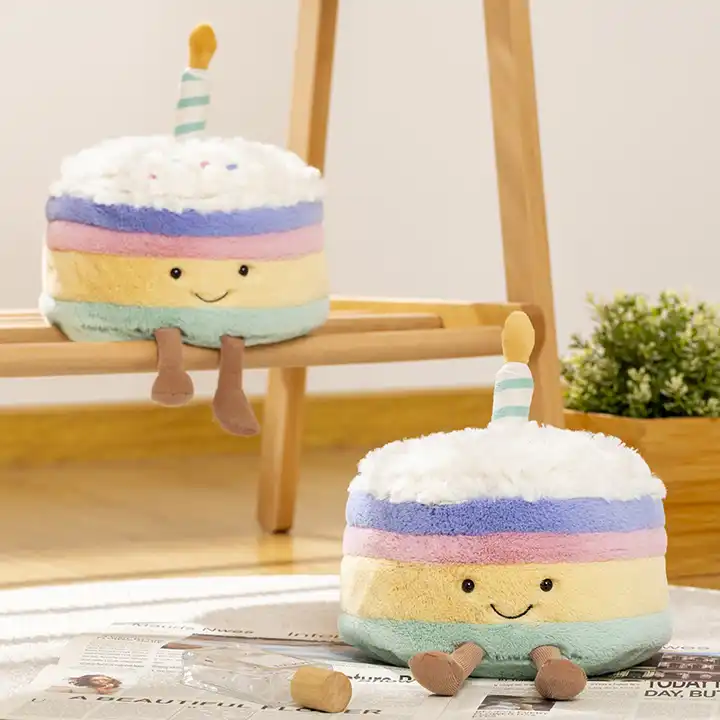 Custom Cake Decoration Plush Toys Cute Cartoon Kids Birthday Party Plush Cake Toys 4